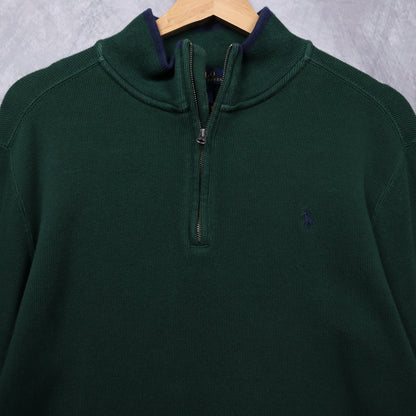 00s Green Polo Ralph Lauren Quarter Zip Sweater 4711