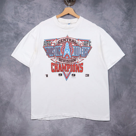 1993 White Houston Oilers AFC Central Division Champions Shirt 6634