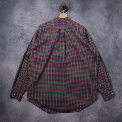 Y2K Ralph Lauren Red Tartan Plaid Classic Fit Button Up Shirt 5406