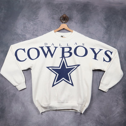 90s White Dallas Cowboys Wraparound Crewneck Sweatshirt 6633