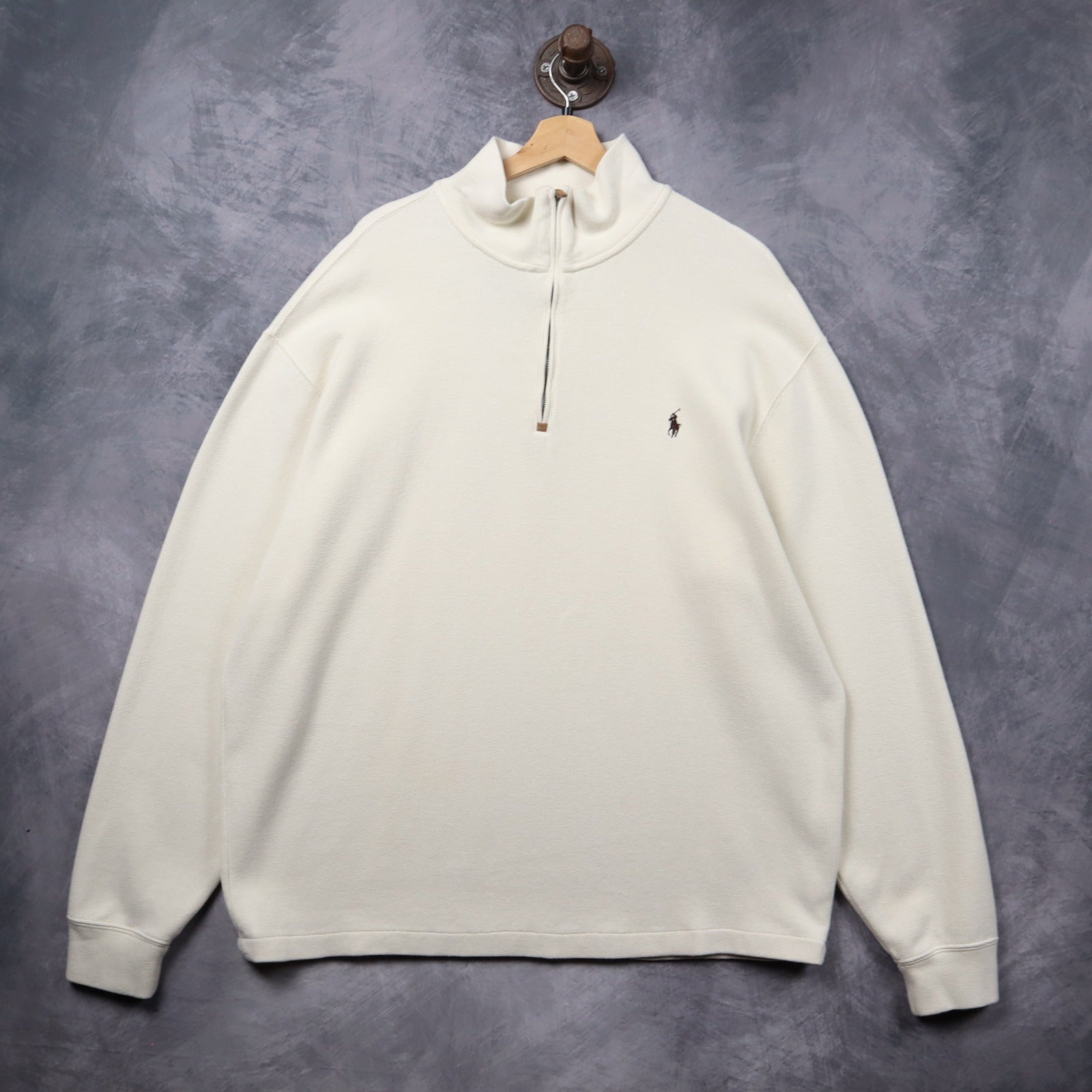 90s Cream Polo Ralph Lauren Quarter Zip Sweater 5410