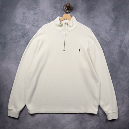 90s Cream Polo Ralph Lauren Quarter Zip Sweater 5410
