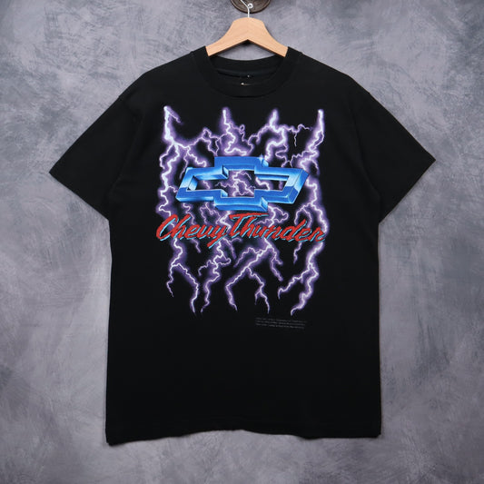 90s Black Chevy Thunder Lightning Shirt 7249