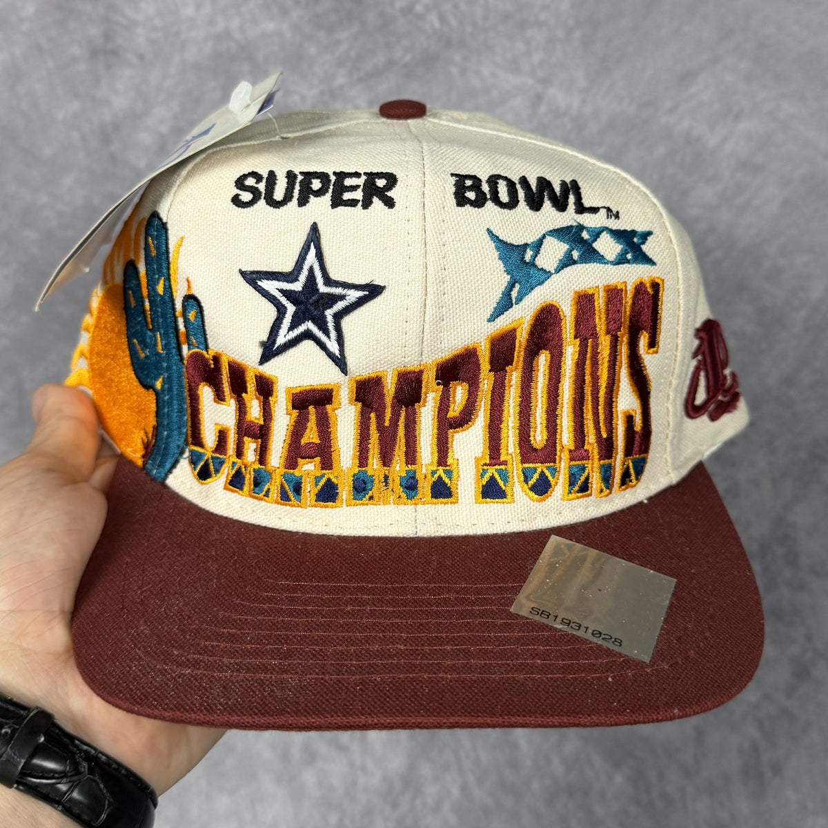 1996 Cream Dallas Cowboys Super Bowl XXX Champions Logo Athletic Snapback Hat 6832