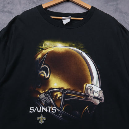 00s Black New Orleans Saints Helmet Shirt 6752