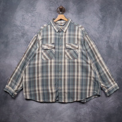 90s Tan Brown Plaid Carhartt Heavy Cotton Flannel 5550