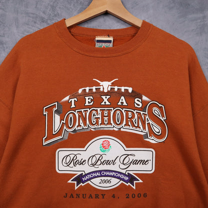 2006 Burnt Orange Texas Longhorns Rose Bowl Crewneck Sweatshirt 5729