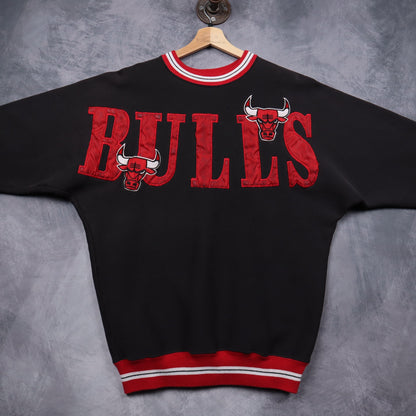 90s Black Chicago Bulls Embroidered Sweatshirt 5113