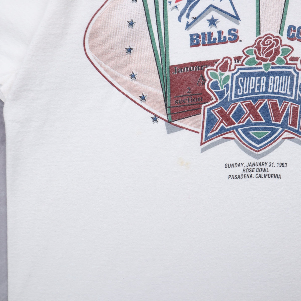 1993 White Super Bowl XXVII Bills vs Cowboys Shirt 6696