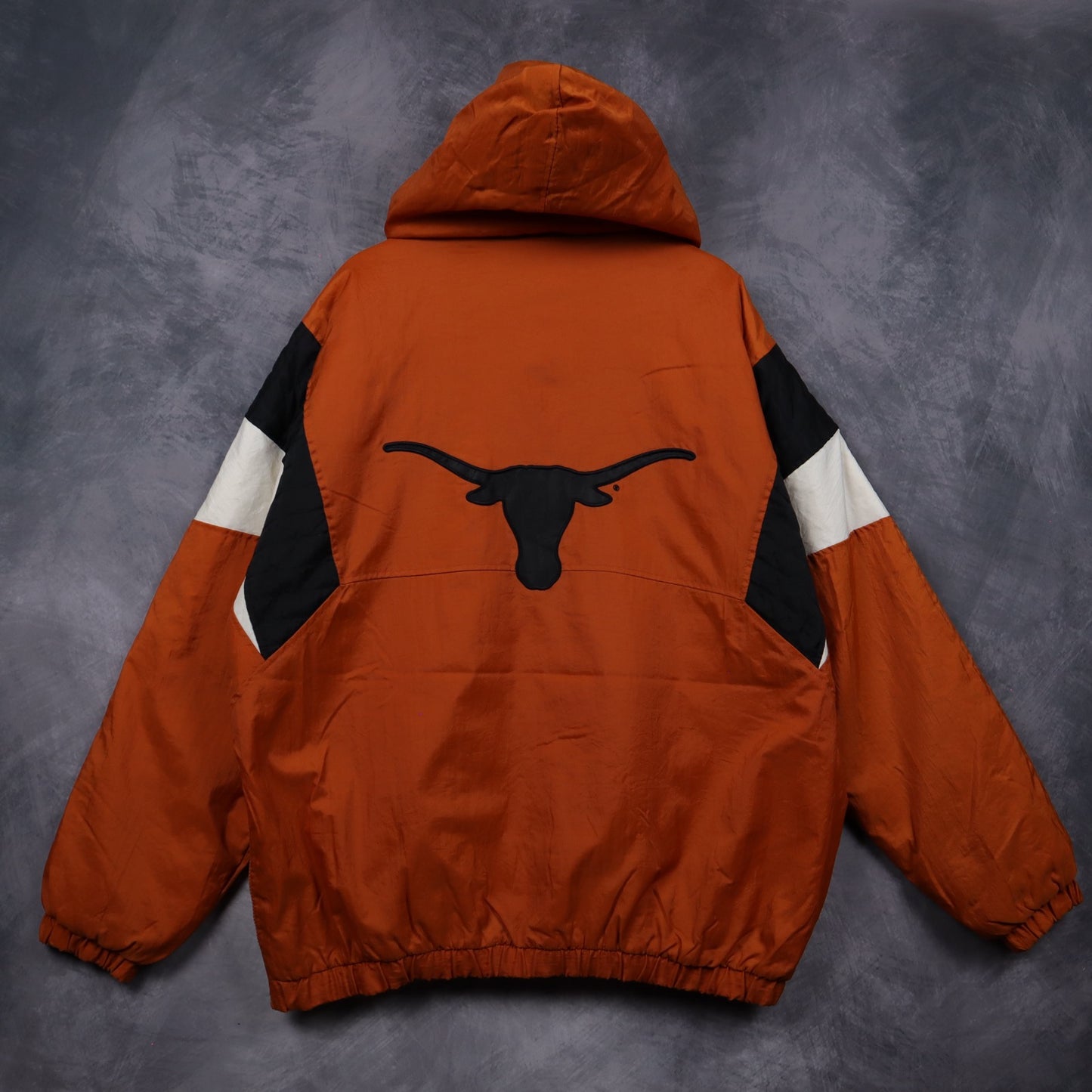 90s Orange Texas Longhorns Majestic Hooded Pullover Jacket 5924