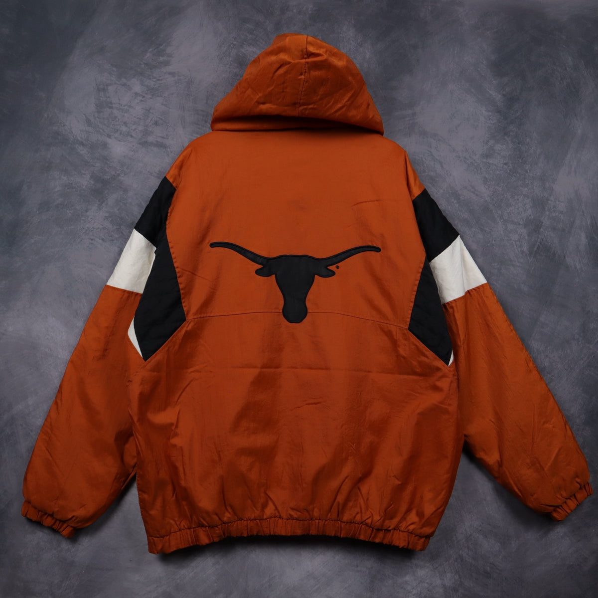 90s Orange Texas Longhorns Majestic Hooded Pullover Jacket 5924