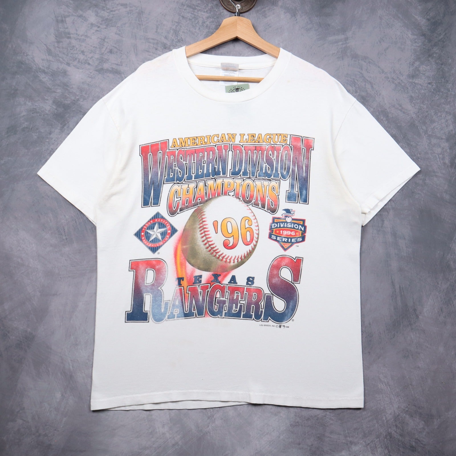 1996 White Texas Rangers Western Division Champions Shirt 5597