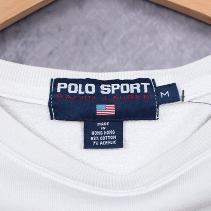 90s White Polo Sport Ralph Lauren Flag Sweatshirt 4868