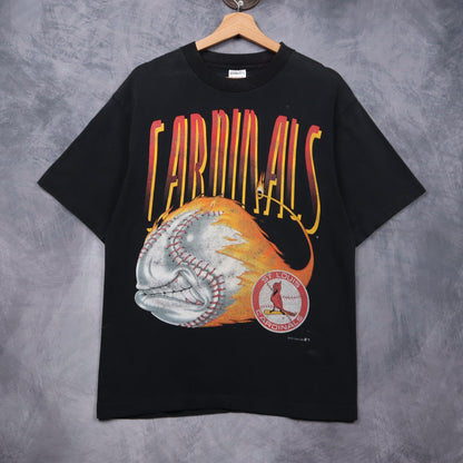 1994 Black St. Louis Cardinals Flaming Baseball Shirt 5587