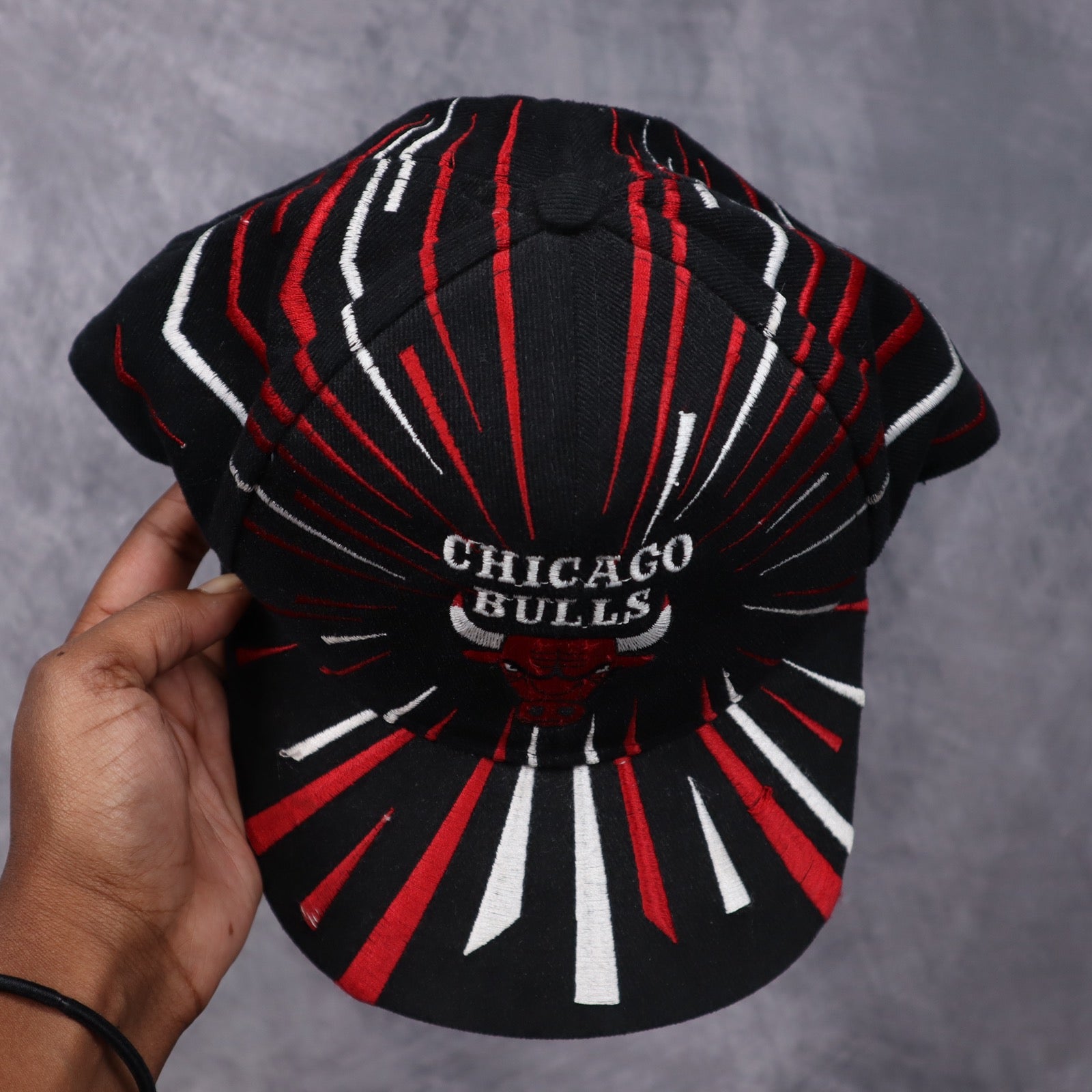 90s Black Chicago Bulls Shockwave Snapback Hat 5514