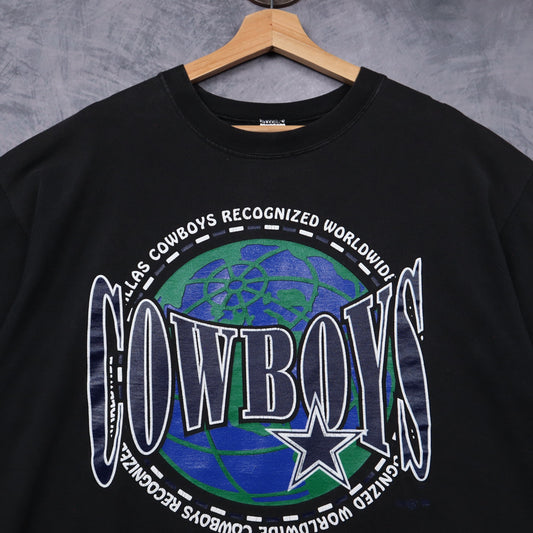 90s Black Dallas Cowboys Recognized Worldwide Shirt 6748