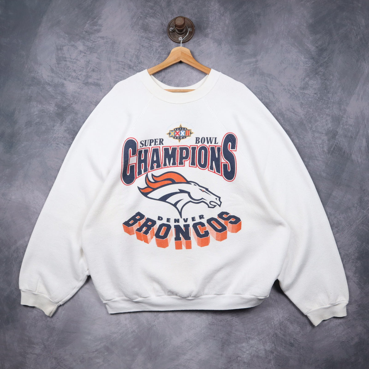 1998 White Denver Broncos Super Bowl Champions Crewneck Sweatshirt 6441
