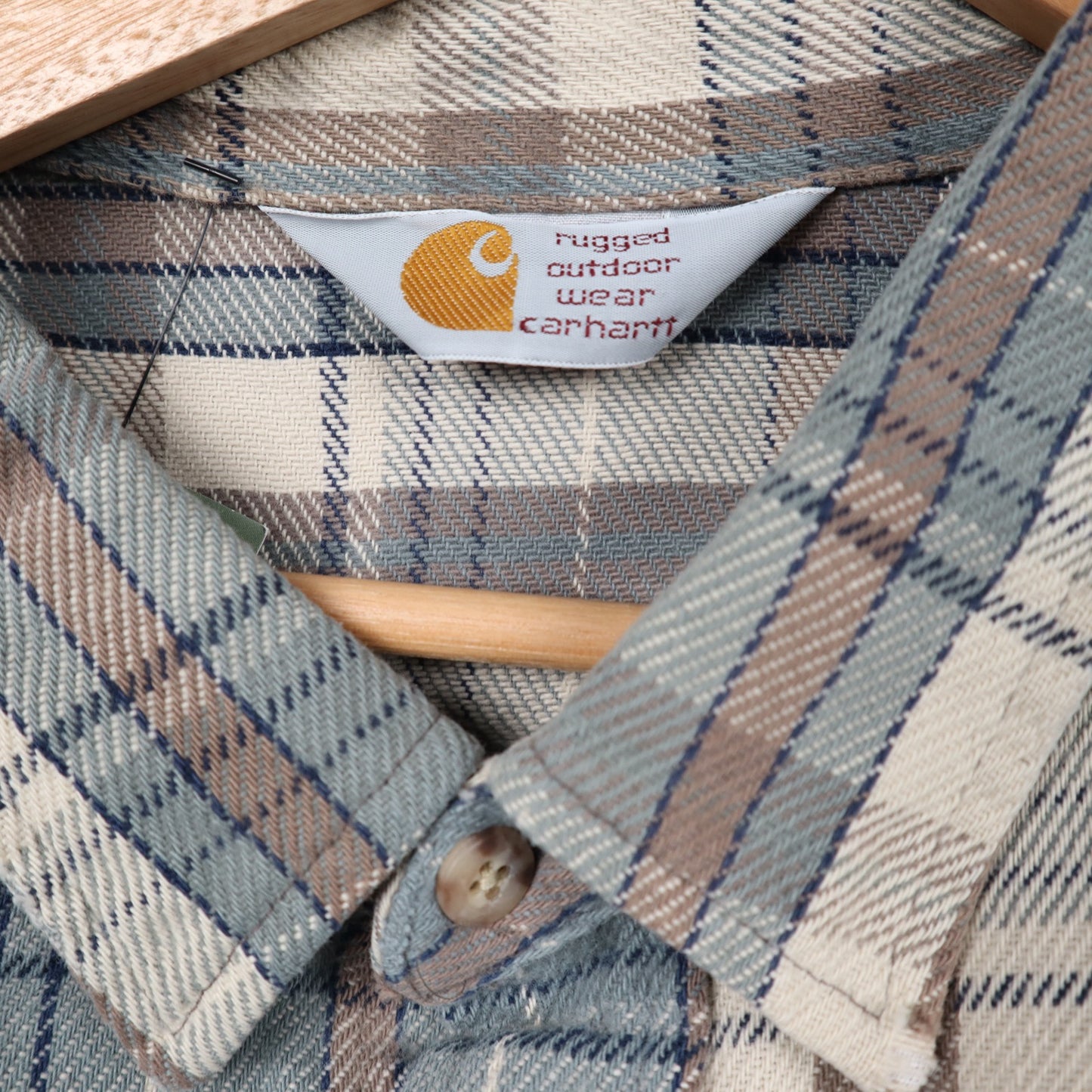 90s Tan Brown Plaid Carhartt Heavy Cotton Flannel 5550