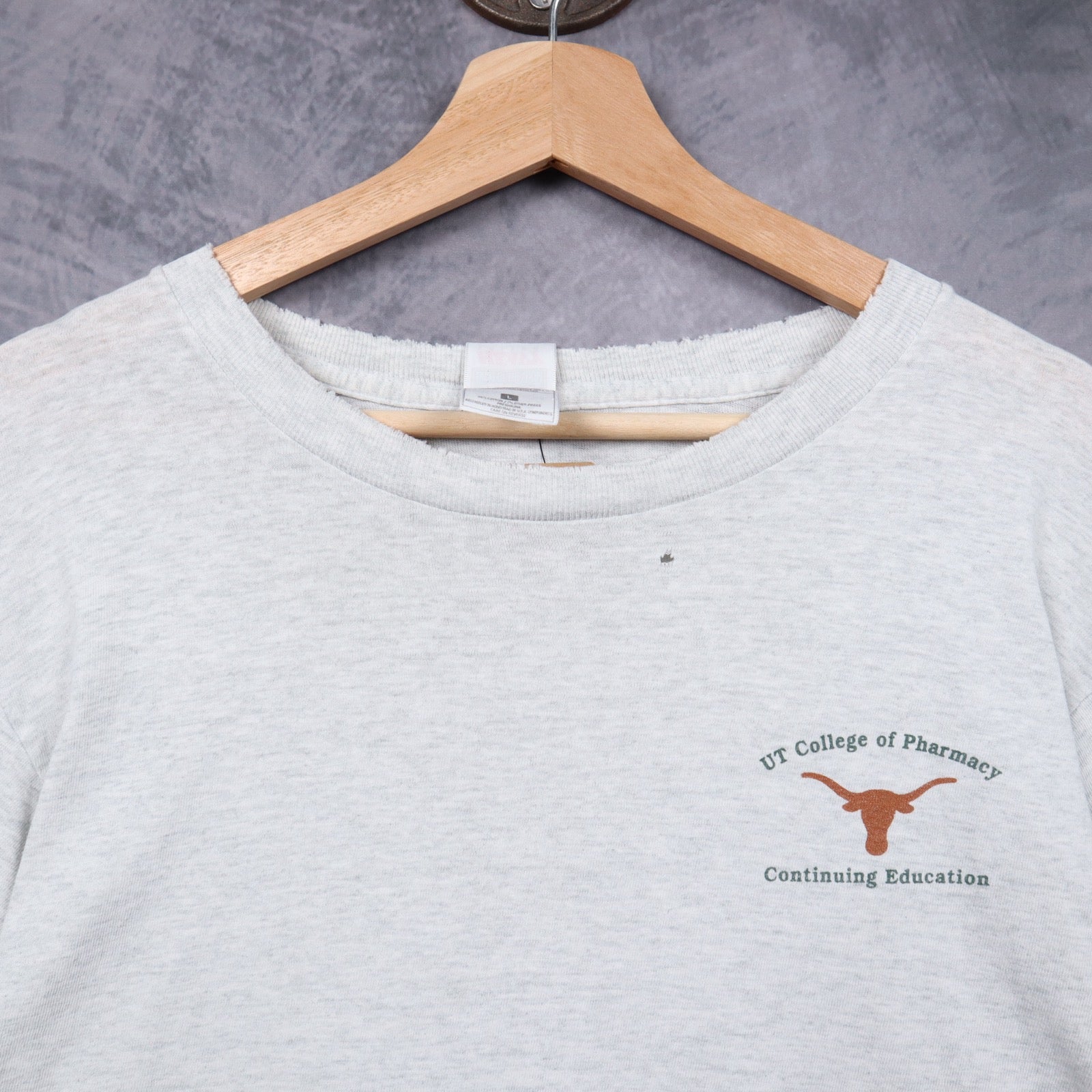 90s Grey Texas Longhorns UT College of Pharmacy Long Sleeve Shirt 5825
