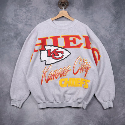 90s Grey Kansas City Chiefs Crewneck Sweatshirt 6433