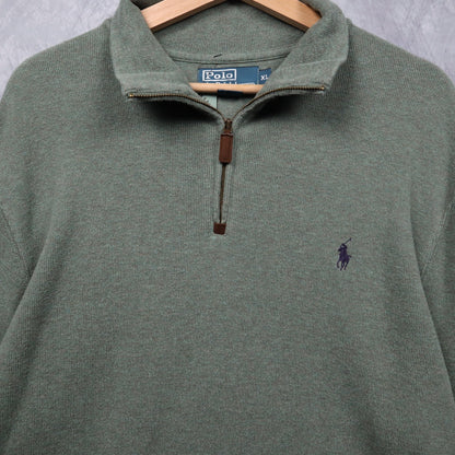 90s Sage Green Polo Ralph Lauren Quarter Zip Sweatshirt 4708