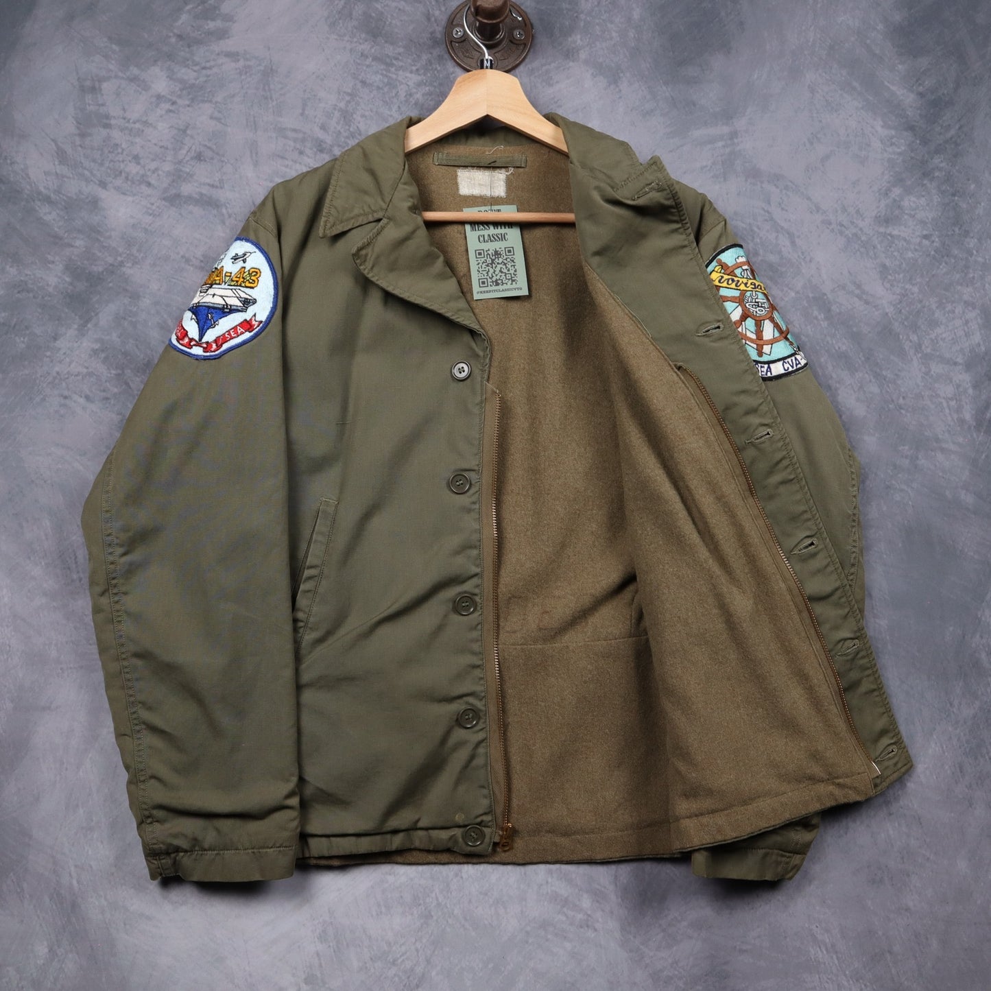 60s Olive Green USN USS Coral Sea A-4B Navy Deck Jacket 5072