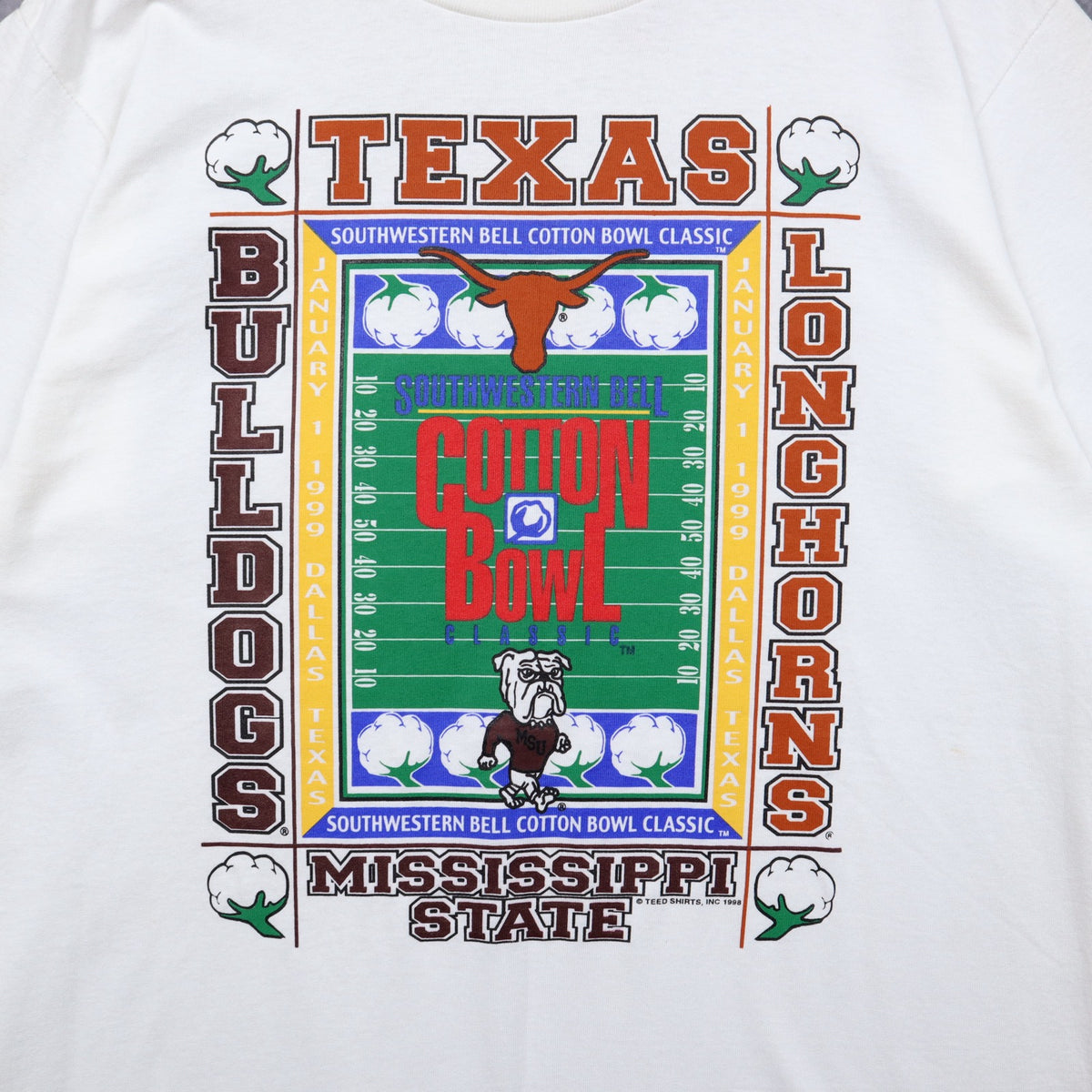 1999 White Cotton Bowl Classic Texas vs Mississippi State Shirt 5744