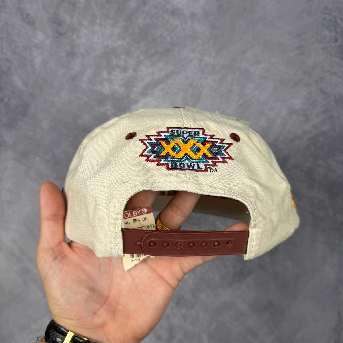 1996 Cream Dallas Cowboys Super Bowl XXX Champions Logo Athletic Snapback Hat 6832