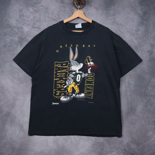 1993 Black Green Bay Packers Bugs Bunny Shirt 6771