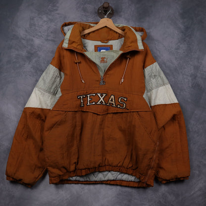 90s Burnt Orange Texas Longhorns Starter Hooded Pullover Jacket 5928