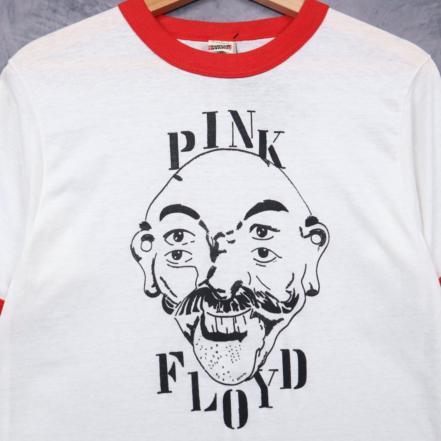 80s White Pink Floyd Ringer Shirt 4948