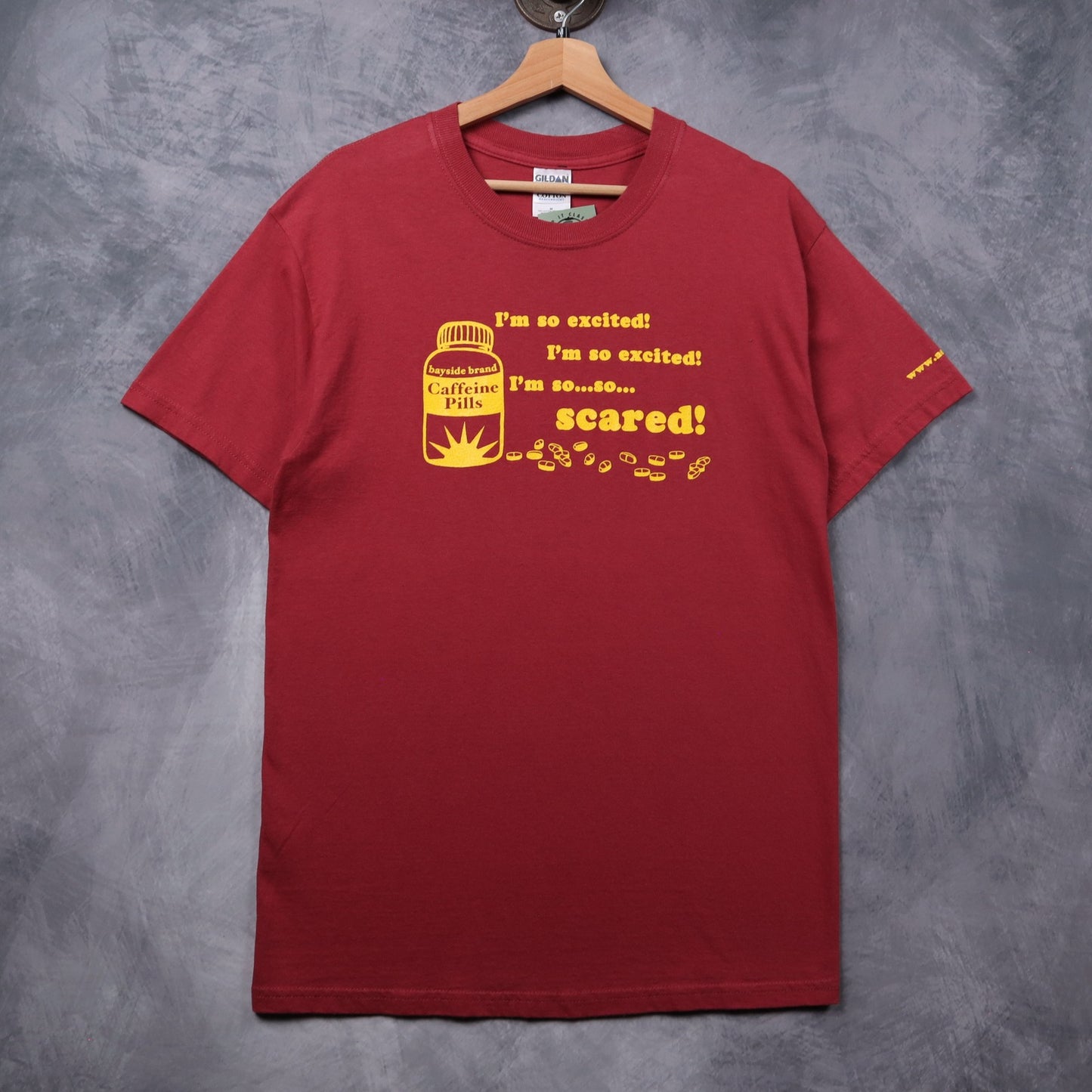 Early 00s Red Saved By The Bell Caffeine Pills Shirt 5457