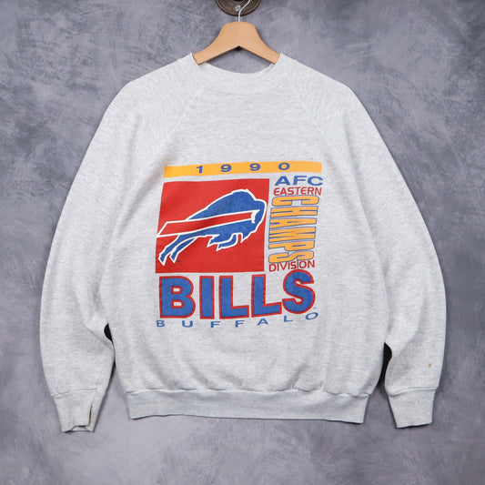 1990 Grey Buffalo Bills AFC Eastern Champs Crewneck Sweatshirt 6467