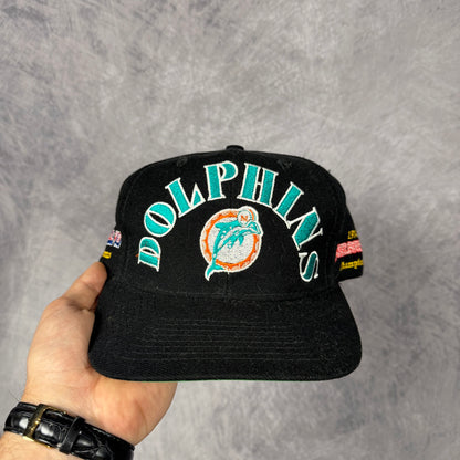 90s Black Miami Dolphins Super Bowl Champions Snapback Hat 6819