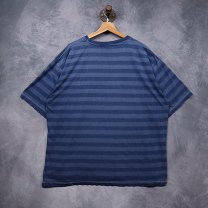 90s Blue Bike Striped Shirt 5506