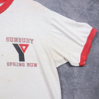 80s White Sunbury YMCA Spring Run Ringer Shirt 5570