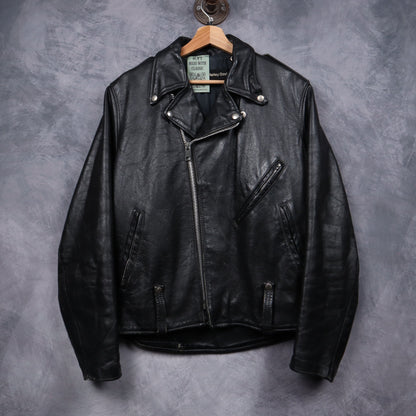 70s Black Harley-Davidson AMF Leather Motorcycle Jacket 5098