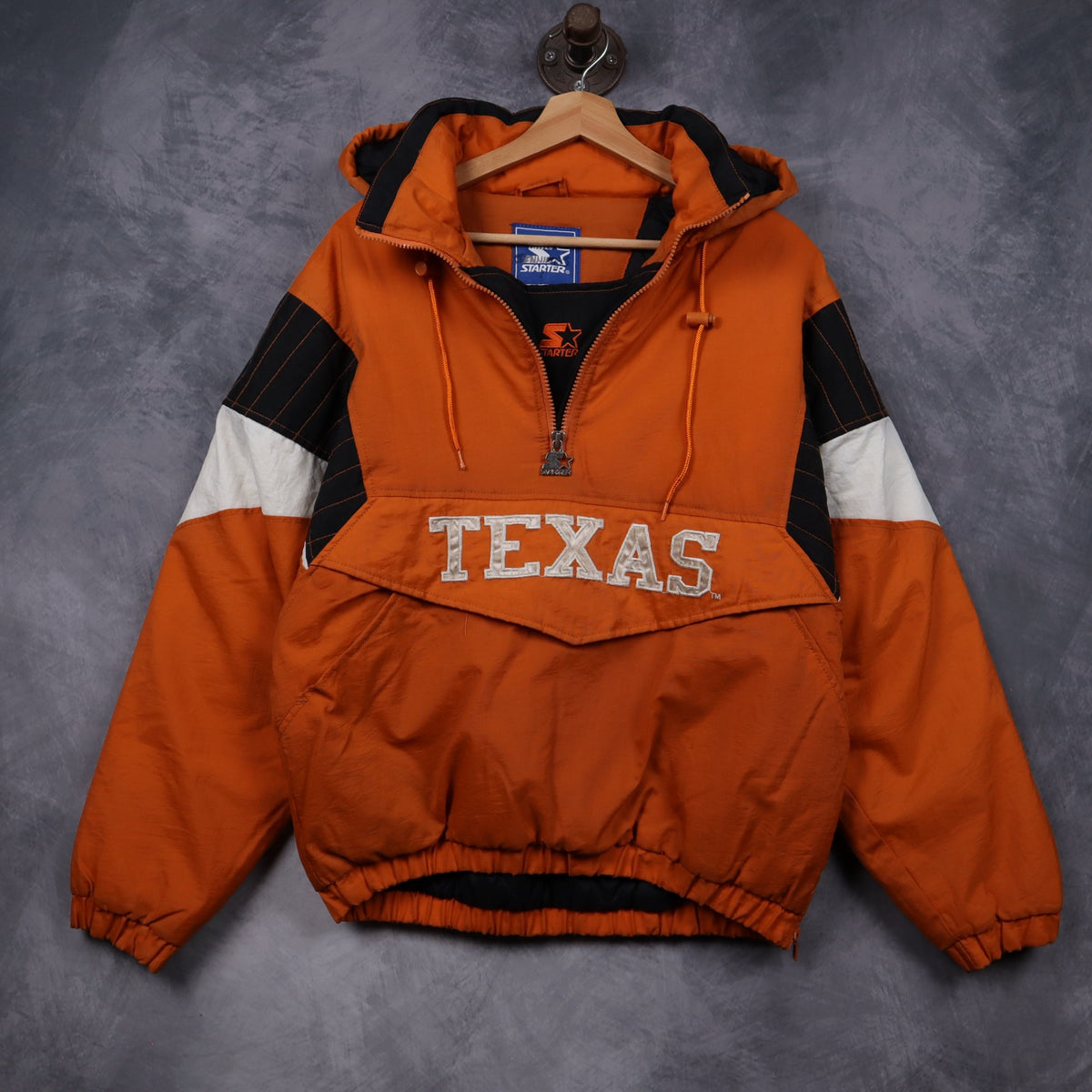 90s Orange Texas Longhorns Starter Hooded Anorak Jacket 5923