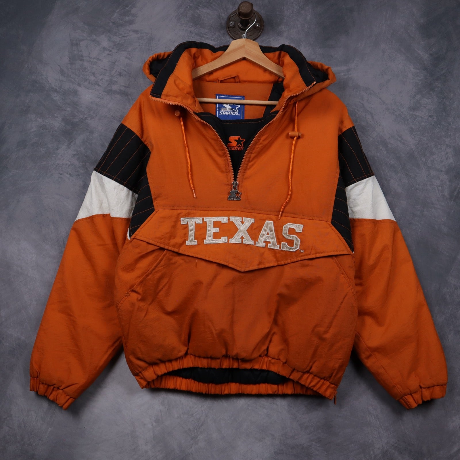90s Orange Texas Longhorns Starter Hooded Anorak Jacket 5923