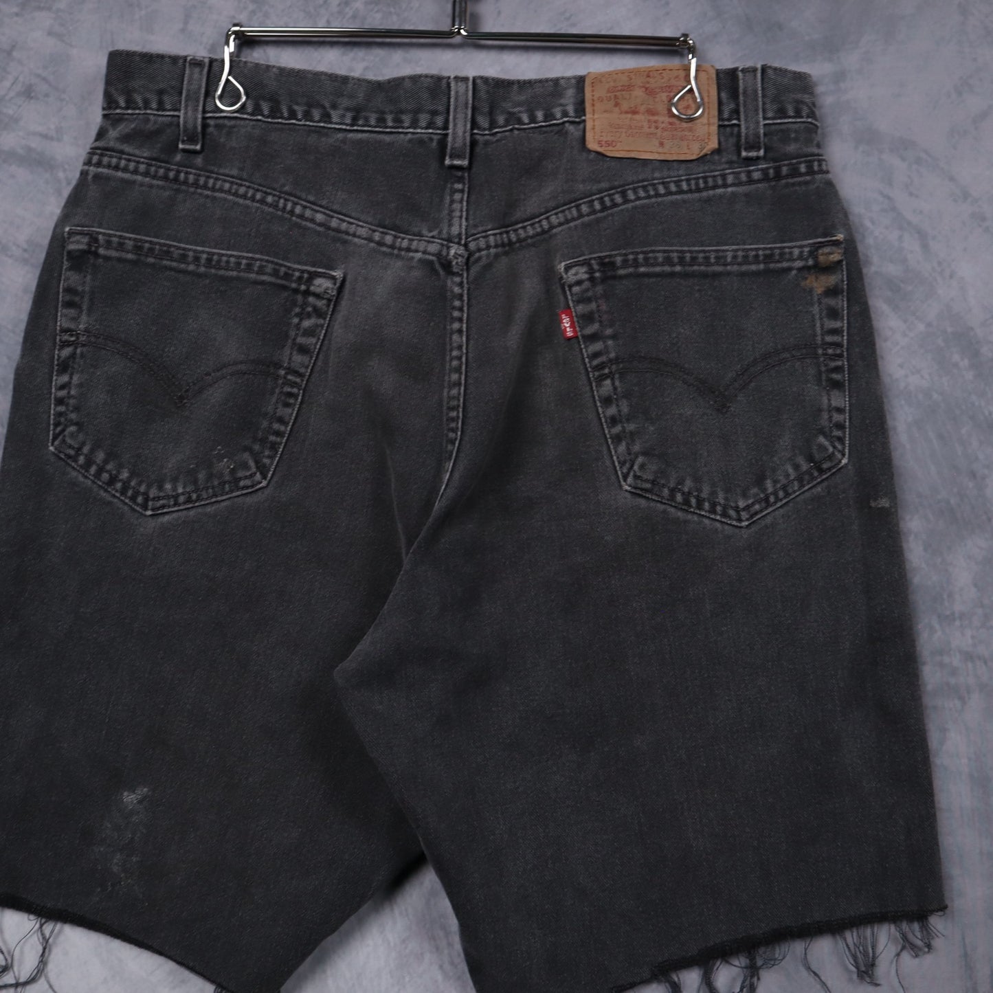 90s Faded Black Levi's 550 Cutoff Denim Shorts 5210