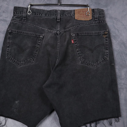 90s Faded Black Levi's 550 Cutoff Denim Shorts 5210