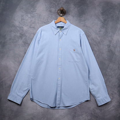 00s Light Blue Polo Ralph Lauren Oxford Long Sleeve Button Up Shirt 5323