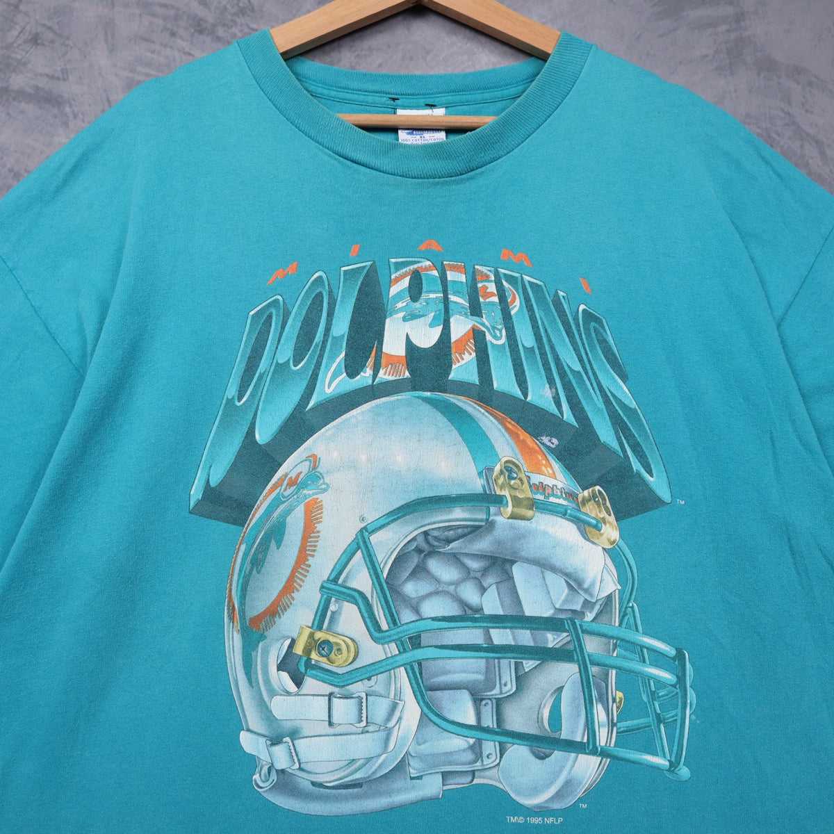 1995 Teal Miami Dolphins Helmet Shirt 6571
