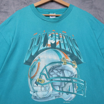 1995 Teal Miami Dolphins Helmet Shirt 6571