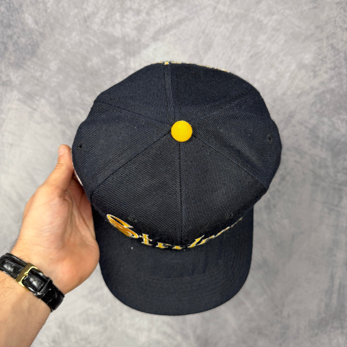 90s Black Pittsburgh Steelers Snapback Hat 6865