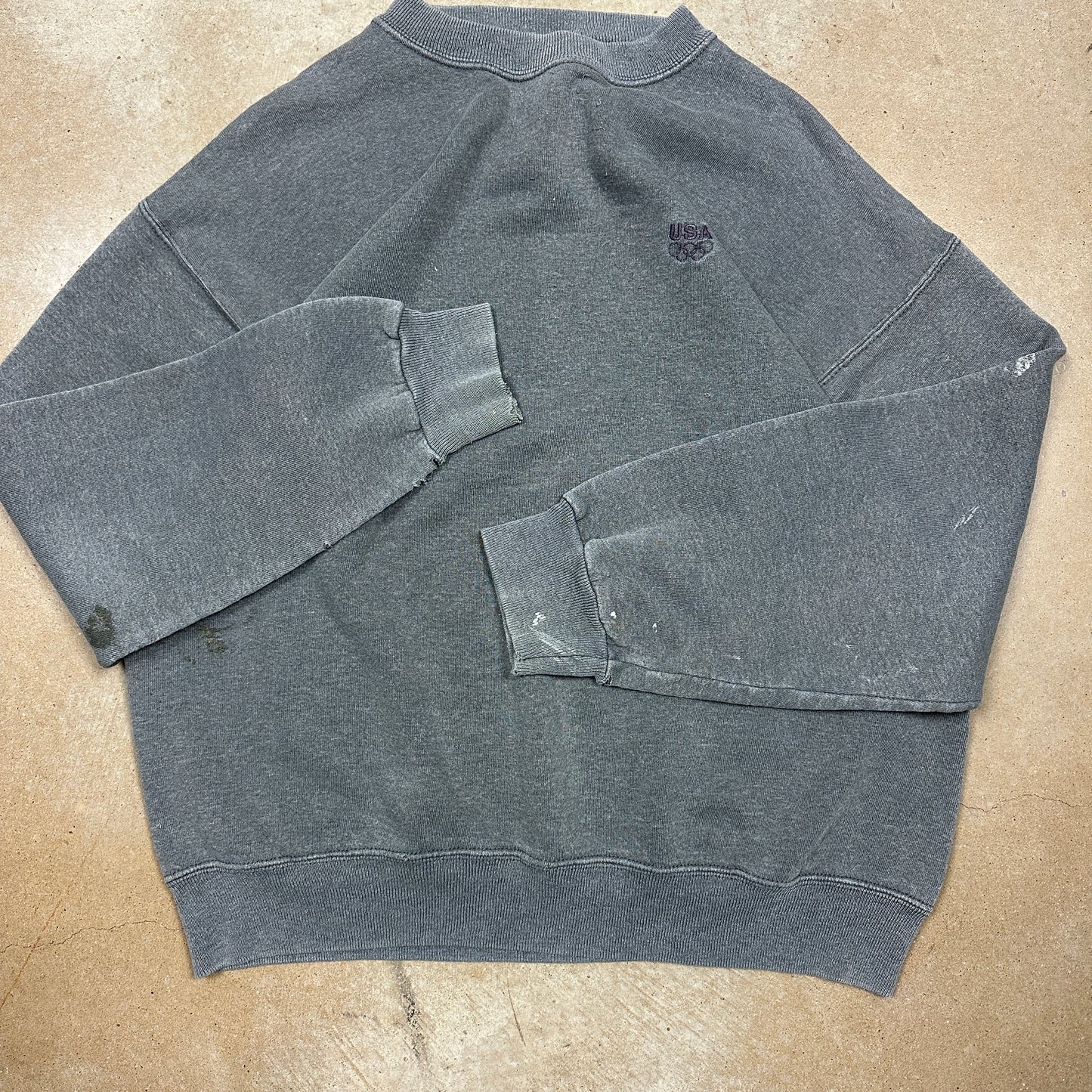 1996 Dark Gray Faded Olympics Crewneck Sweatshirt L E44