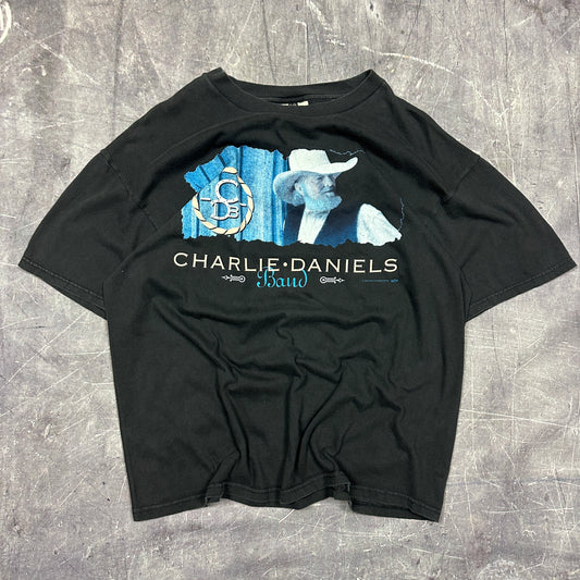 1996 Faded Black Charlie Daniel’s Band Graphic Shirt L B11