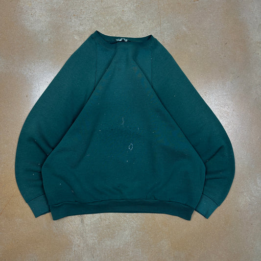 90s Faded Forest Green Blank Essential Crewneck Sweatshirt Boxy L U17