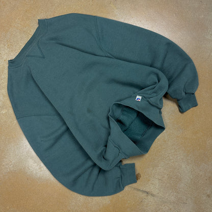 90s Green Russell Athletic Blank Essential Crewneck Sweatshirt M Q65