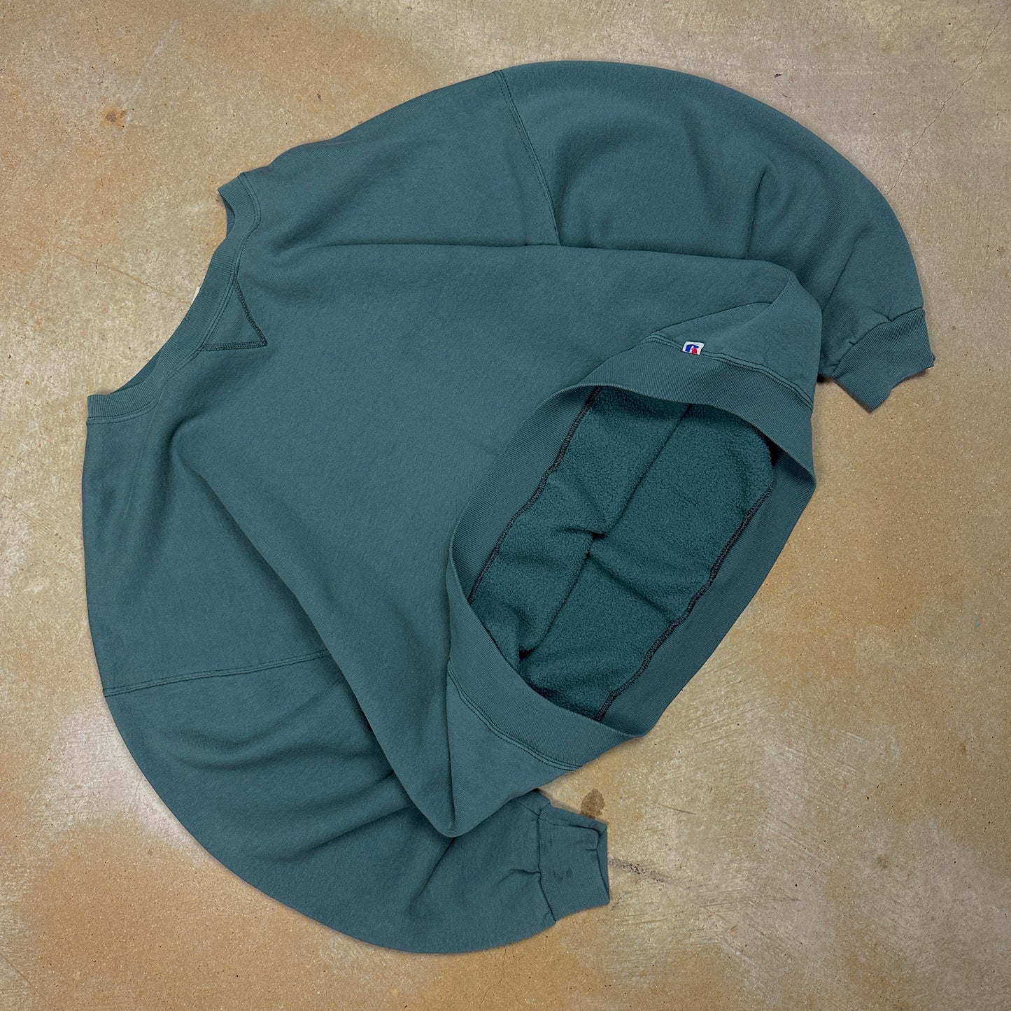 90s Sage Green Russell Athletic Blank Essential Crewneck Sweatshirt Boxy XL Q63